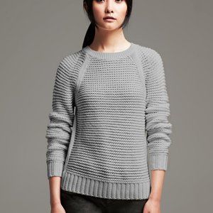 🔥 Banana Republic | Smoky Gray Chunky Knit Wool-Blend Pullover Sweater Small